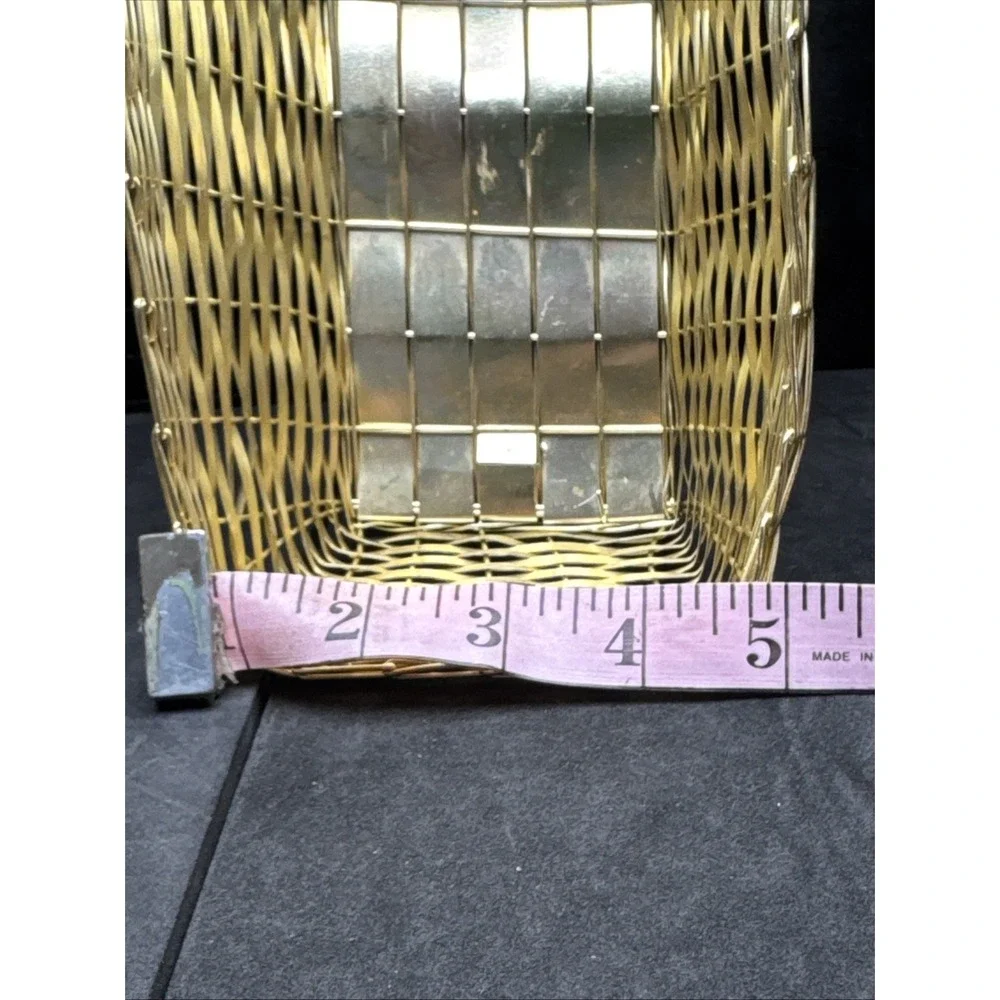 Vintage Brass Woven Basket,  Bread Basket, Gold‎ Metal Basket, MCM Art Style